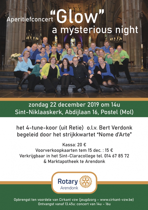 Aperitiefconcert &quot;GLOW&quot; - a mysterious night - 22 december - 14:00 uur - Sint-Niklaaskerk Postel
